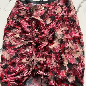 IRO, floral print, silk, ruched skirt, size 36